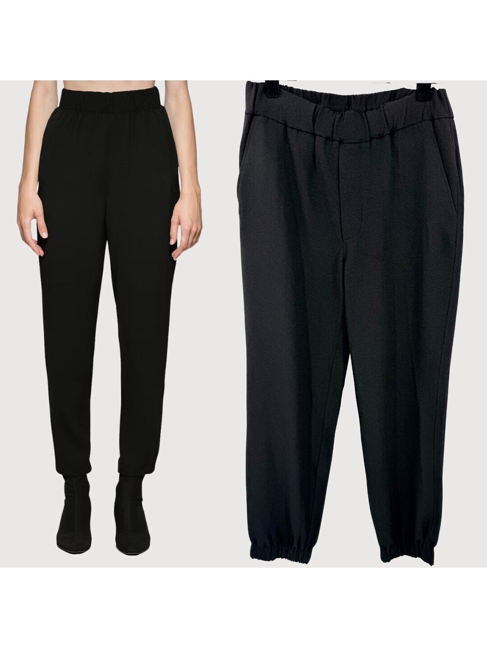 GANNI Heavy Crepe Black Tapered Jogger Pants EU 34 XS